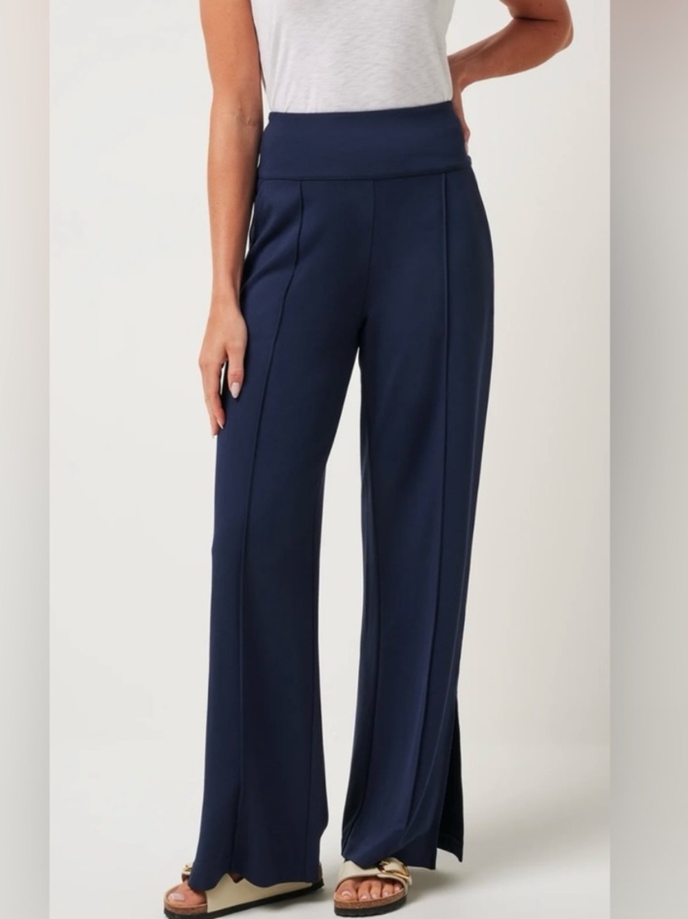 Travis Mathew Medium Spa Day Wide Leg Pants Navy High Waist Relaxed Lounge